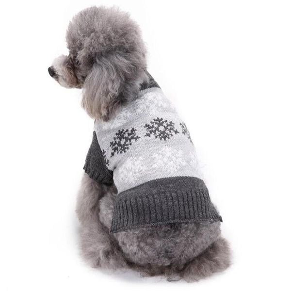 Köpek Kahve Gri Sweaters Giysileri Pet Kedi Kazak Kar Tanesi Kazak Noel Köpek Chihuahua Küçük Köpekler İçin Örgü XS S M LDOG