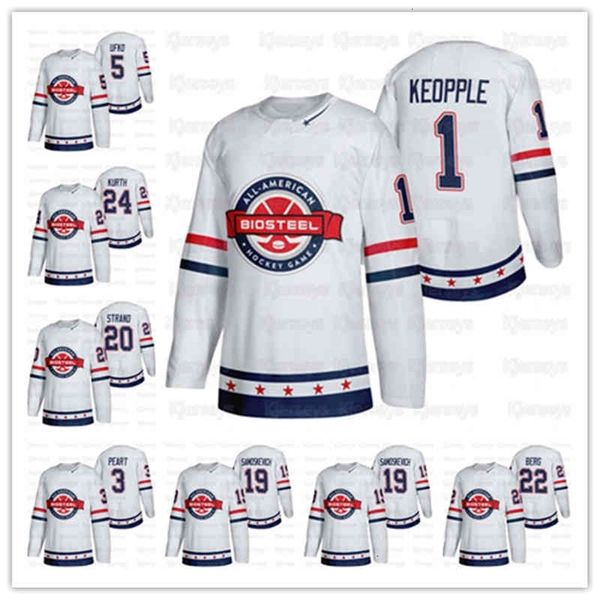 Equipe Couta White 2021 BioSteel All-American Game Hockey Jersey Remington Keopple Daniel Laatsch Jack Peart Cooper Wylie Ryan Ufko Shai Buium M