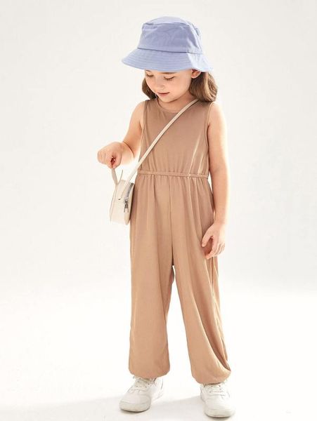 

toddler girls button back sleeveless jumpsuit she, Blue