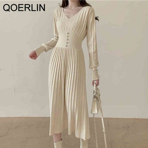 

sweater dress women knit dress autumn winter french temperament slim dress plus size vneck long sleeve pleated vestidos 210412, Black;gray