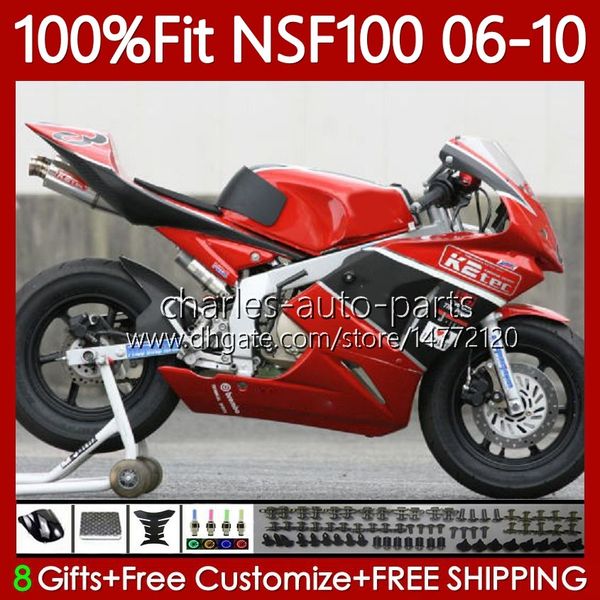 Factory Red Fiberglass Race Fairings для Honda NSF100 NSF-100 NSF 100 06 07 08 09 10 Кузов 116NO.57 NS-F100 2006 2008 2008 2009 2010 GEAL FIBLE FIBLE PLUCK