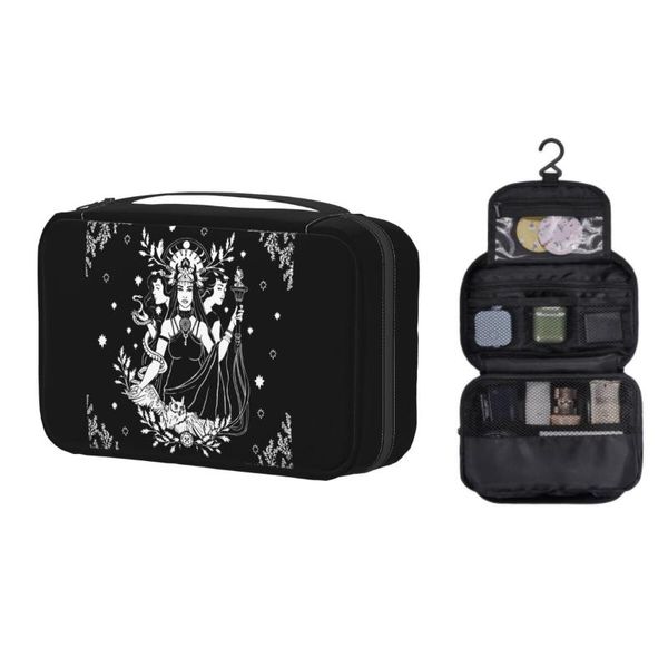 Borse per cosmetici Custodie da viaggio sospese Hekate Tripla dea Borsa da toilette Portatile Goth Occulto Strega di Halloween Trucco Conservazione Dopp Kit BoxCosm