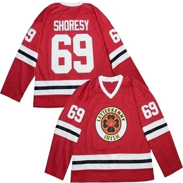 Chen37 C26 Nik1 Moive Hockey Series Letterkenny Irish Jersey 69 Shoresy Jerseys Летняя рождественская вышивка колледжа сшит команда Red Высокое качество