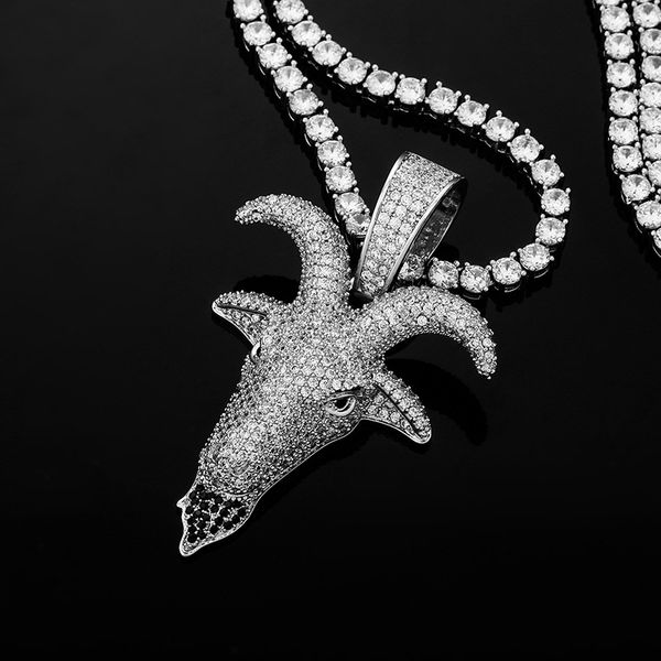 

iced out goat pendant necklace fashion mens hip hop silver necklaces jewelry