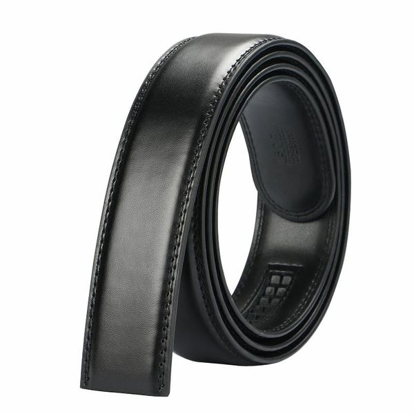 Cinture 35mm Cintura di larghezza senza fibbia Uomo Casual per jeans Cinturino a cricchetto in vera pelle di mucca di alta qualità Nero MarroneCinture