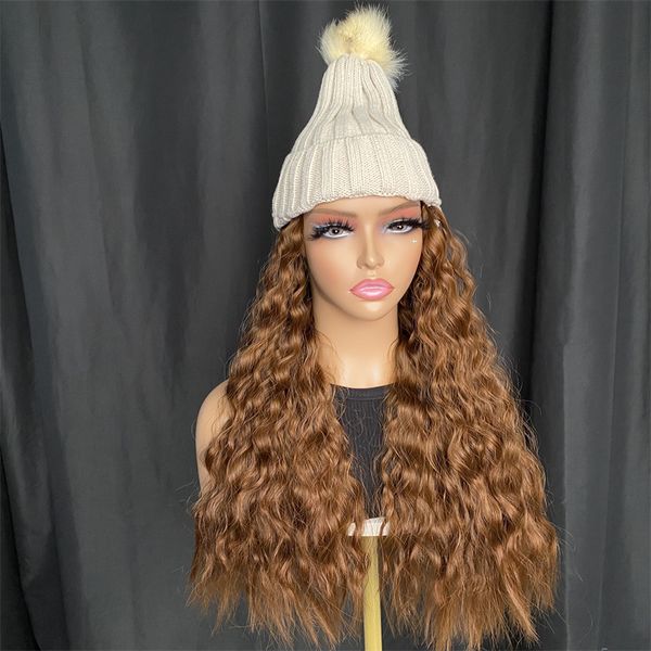Kadın peruk şapkası kıvırcık uzun kıvırcık dalga düz saç sentetik peruklar 2022 yeni moda stili