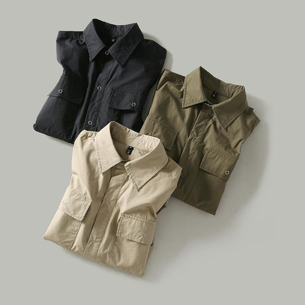 

summer men casual shirts 2104 arrival man japanese cargo shirt cotton trend harajuku style aa, White;black