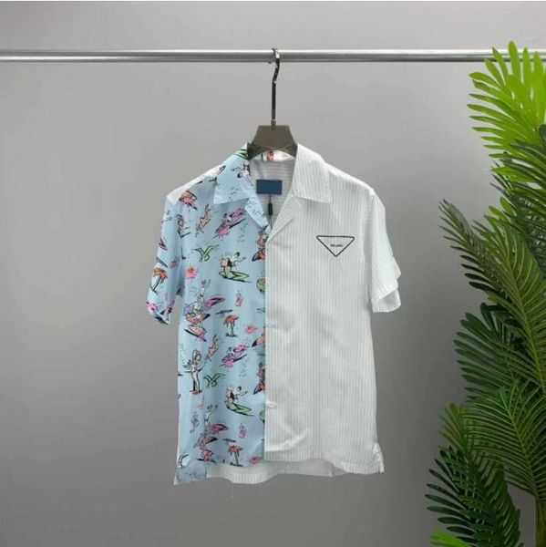 

2022ss spring and summer new high grade tee cotton printing short sleeve round neck panel t-shirt, White;black