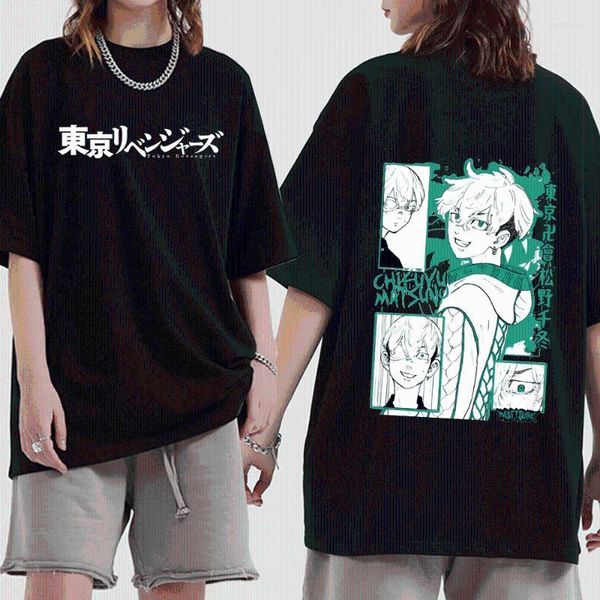 Herren T-Shirts Anime Tokyo Revengers T-Shirt Männer Frauen Harajuku Doppelseitiger Druck Chifuyu Matsuno Graphic Tee Übergroße Herren Mild22
