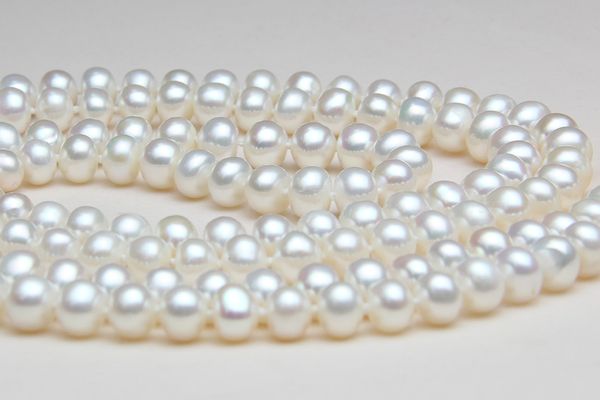 

7-8mm white full freshwater pearl necklace 100inch, Silver