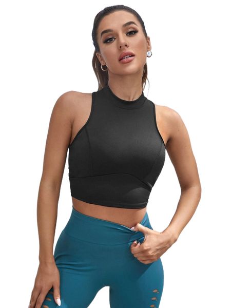 

marshmellow softness four-way stretch crop sports tank 31um#, Gray