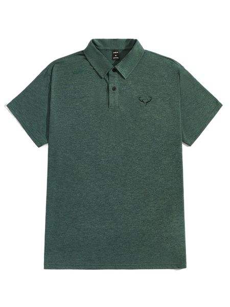 

men antlers embroidery polo shirt a2mu#, White;black