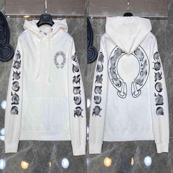 

luxury fashion designer hoodies classic mens zipper ch sweatshirts horseshoe sanskrit cross print pullover hooded sweater women jacket 5jnw, Black