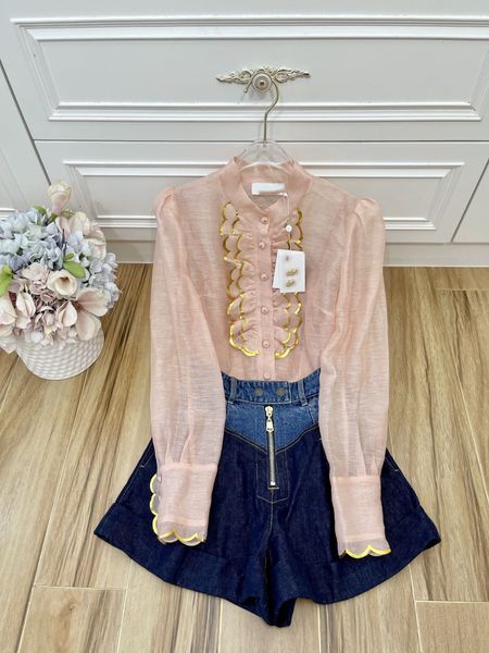 

2022 zim two piece dress sea tide stitching denim high waist shorts1, White
