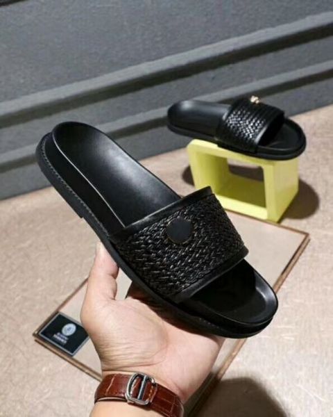 

men slippers luxury slides slipper summer sandals mens luxurys designers sandal flats fashion 38-46, Black