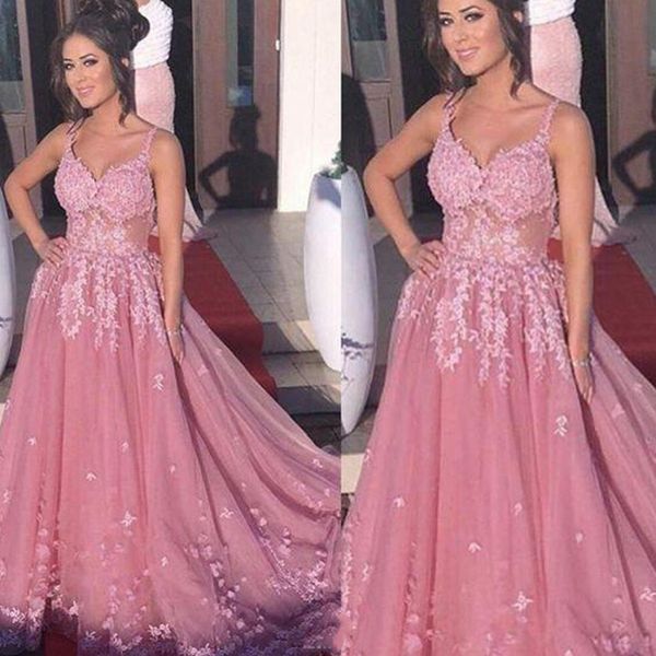 

pink a line appliqued prom dresses long black girls sleeveless floor length formal party evening gowns vestidos red carpet party gown