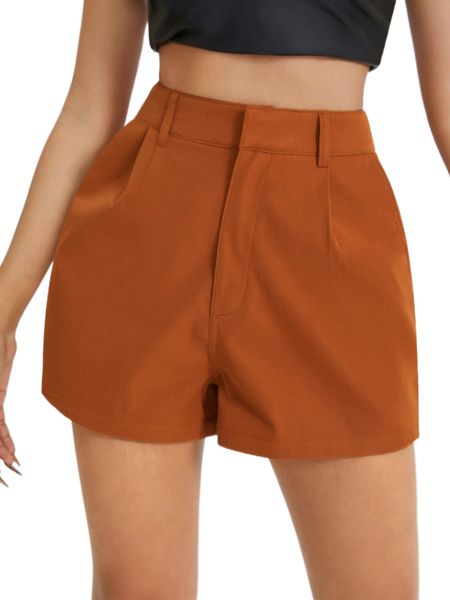 

high waist plicated detail shorts t3mp#, White;black
