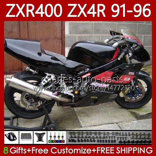 ABS-Karosserien für KAWASAKI NINJA ZXR 400 CC 400CC 1991 1992 1993 1994 1995 1996 Verkleidung 138Nr. 59 ZX4R ZXR-400 Karosserie ZX 4R ZXR400 91 92 93 94 95 96 Verkleidungsset Glänzend schwarz