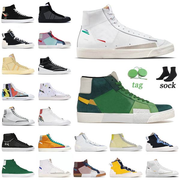 

2022 athletic blazer mid 77 running shoes fashion raygun blue white catechu asparagus snakeskin bicycle yellow womens mens sneakers trainers