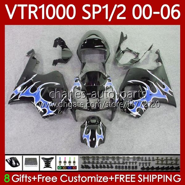 Kit carrozzeria per HONDA VTR1000 RTV1000 Blue Flames RC51 00 01 02 03 04 05 06 Carrozzeria 123No.33 VTR 1000 SP1 SP2 2000 2001 2002 2003 2004 2005 2006 VTR-1000 2000-2006 Carenatura