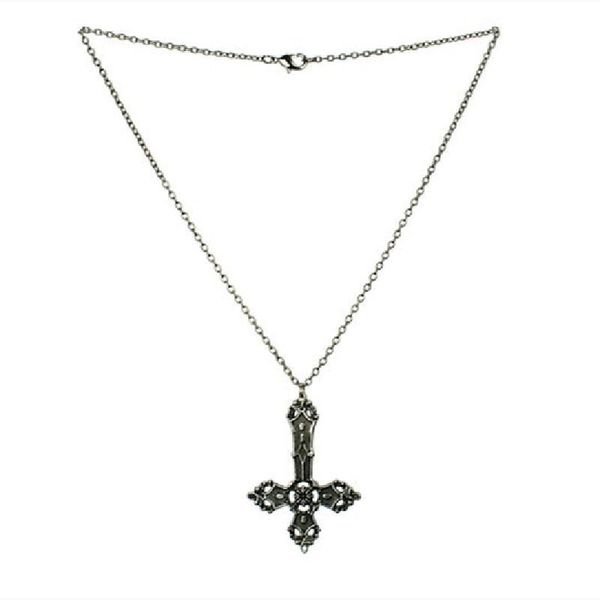 Collane con ciondolo Collana con croce gotica rovesciata Crocifisso satanico Fascino da strega Goth Punk Dichiarazione Gioielli Moda Donna Tendenza regalo