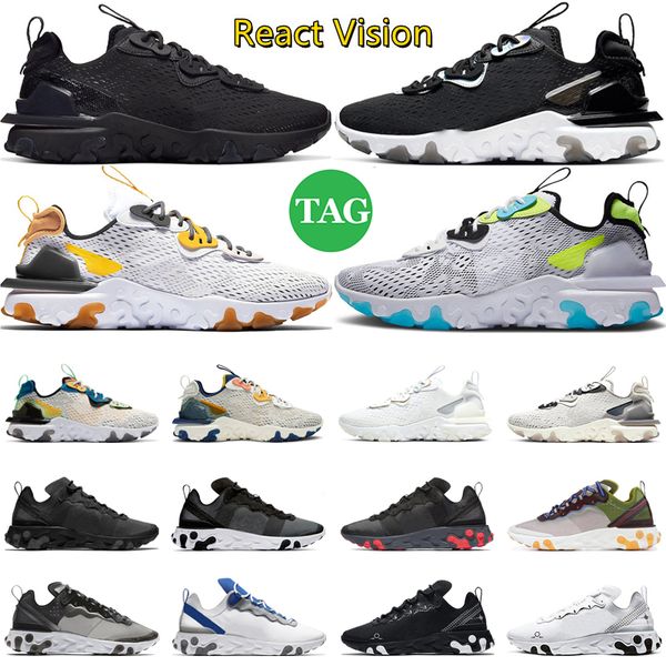 

og react vision running shoes element 55 87 men women triple black white iridescent vast grey honeycomb phantom mens trainers sports sneaker