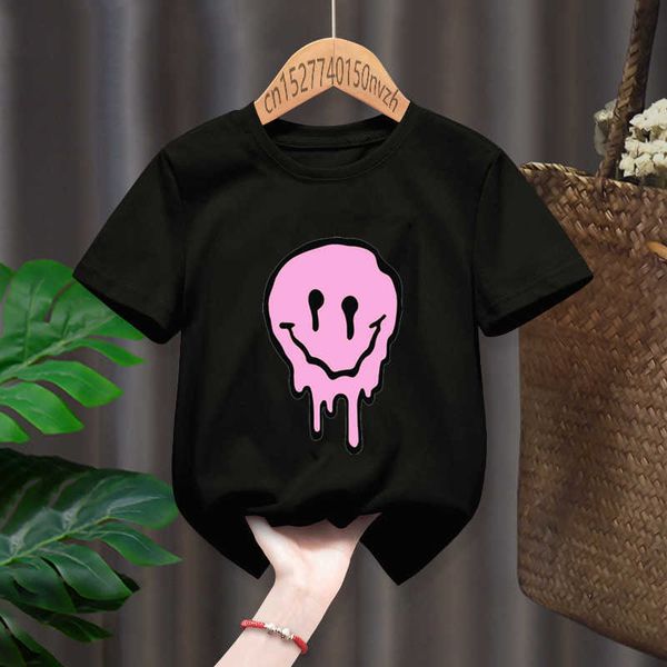 

gothic smile funny baby girl t-shirts kid children manga present clothes black harajuku kawaii drop ship, Blue