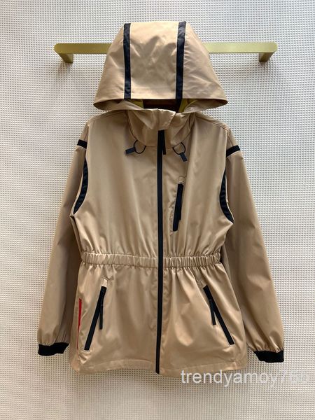 

women's trench coats tooling parker stormsuit handsome street waist closing hooded sunscreen windbreaker coat spring and autumn high en, Tan;black