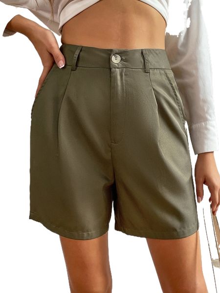 

h.igh w.aist fold pleated s.horts s3a3#, White;black