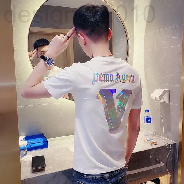 

men's t-shirts designer short sleeved men's fashion brand summer t-shirt 2022 new net red printed ice silk cool t-shirt uhlo, White;black