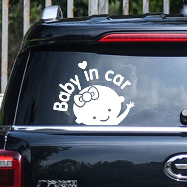 

baby in car cartoon boy&girl car truck tail warning sign decal sticker