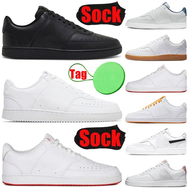 

with sock tag court vision low running shoes for mens womens triple black white gum pn dust men women sneakers trainers sports runners top
