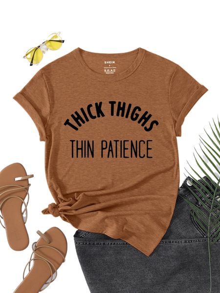 

slogan graphic round neck tee e6dl#, White