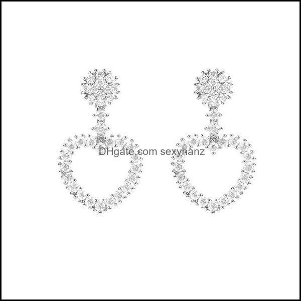 

stud earrings jewelry new design cubic zirconia heart for women fashion forever love cz micro pave dangle earring ing party gift drop delive, Golden;silver