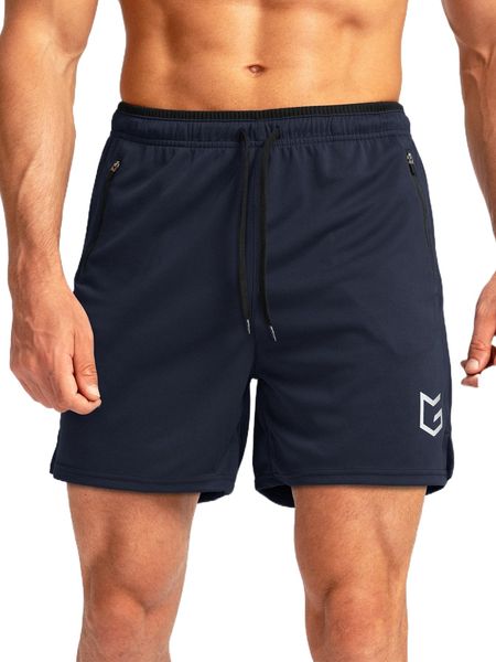 

g gradual men graphic print drawstring waist zipper pocket sports shorts j147#, White;black