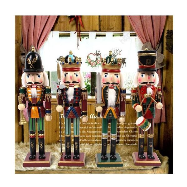 Europeo di legno Schiaccianoci bambola soldato Vintage artigianato burattino ornamento casa scrivania figurine artigianato decorazione regalo di Natale T200909