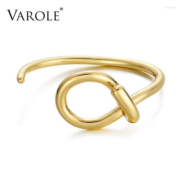 Bangle Art из изогнутых линий узел манжеты для женщин Кружные браслеты Золото -цветовая мод