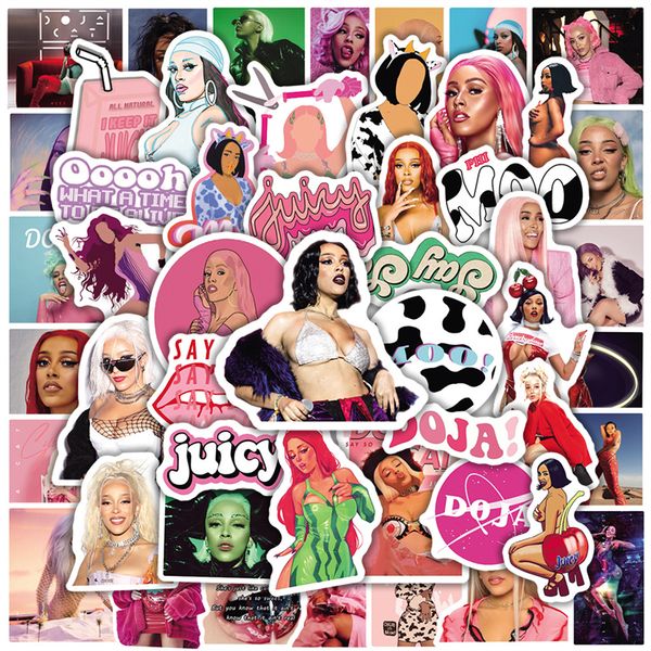 

50pcs female singer doja cat sticker pack for lapskateboard motorcycle decals