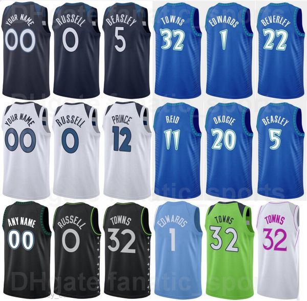 

printed 75th anniversary basketball josh okogie jersey 20 edwards 1 malik beasley 5 towns 32 dangelo russell 0 naz reid 11 jaylen nowell 4 j, Black;red