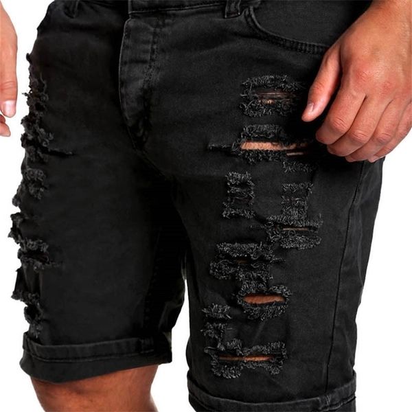 Modische Chino-Shorts aus Denim für Herren, gewaschener Denim, Boy Skinny Runway, kurze Herrenjeans, zerstörte, zerrissene Jeans in Übergröße, 220722gx