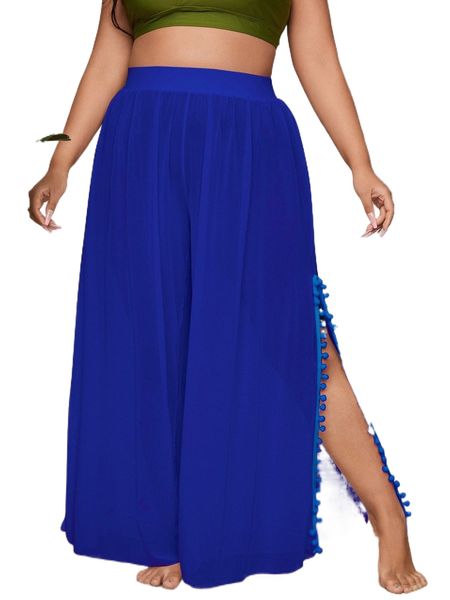 

plus pompom split cover up m2vm#, Black