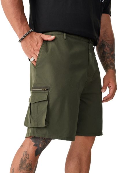 

extended sizes men solid flap pocket shorts 99r2#, White;black