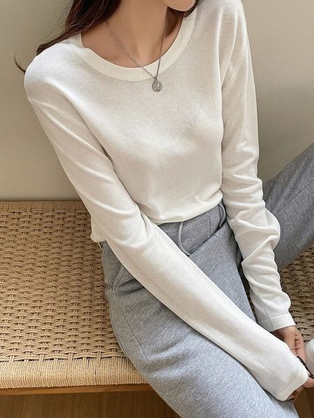 

dazy solid ribbed knit sweater c69b#, White;black