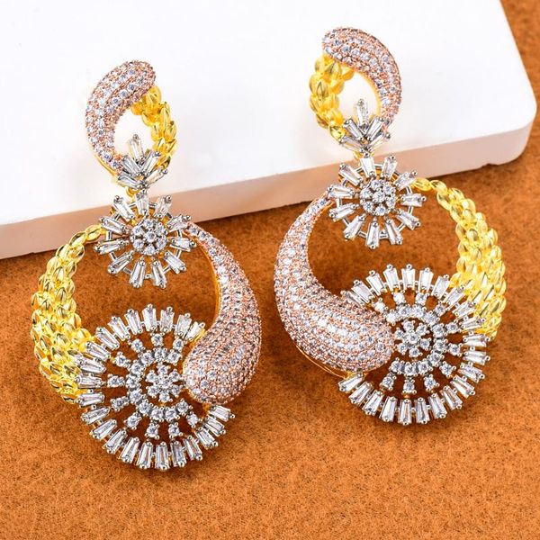 

dangle & chandelier blachette fashion luxury zircon pendant earrings dubai african women's wedding anniversary daily trendy, Silver