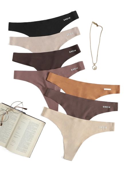 

7pack solid no show thong set 16bp#, Black;red