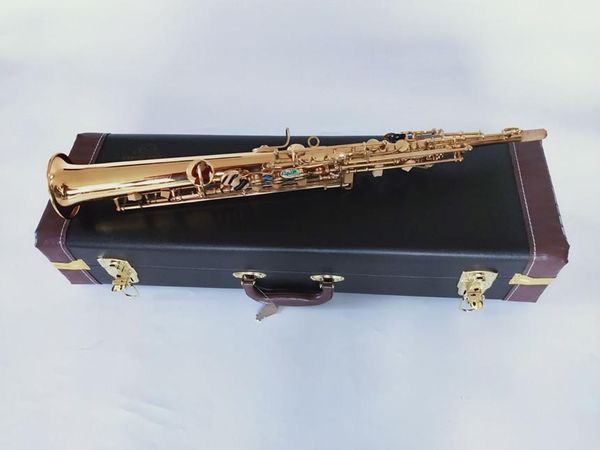 Professionelles neues hohes gerades Saxophon Bb Messing goldenes Modell S-901 Abalone-Tasten-Holzblasinstrument mit Zubehör