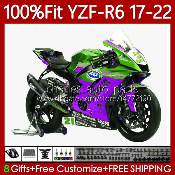 OEM carroçaria para yamaha yzf r6 r 6 600 cc yzf-600 yzf-r6 2017-2022 corpo 119no.154 roxo verde yzf600 2017 2018 2019 2020 2021 20 21 2 2 2 2 2 feiras de injeção