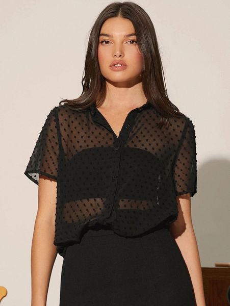 

swiss dot chiffon blouse without tube a7oe#, White