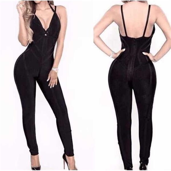 

new rayon bandage jumpsuit full length club night party jumpsuits t200509, Black;white
