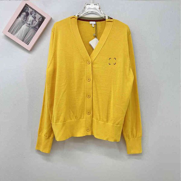 

women's knits tees spring and autumn thin knitted cardigan long sleeve v-neck sweater loose version beige embroidered pattern wool wome, White